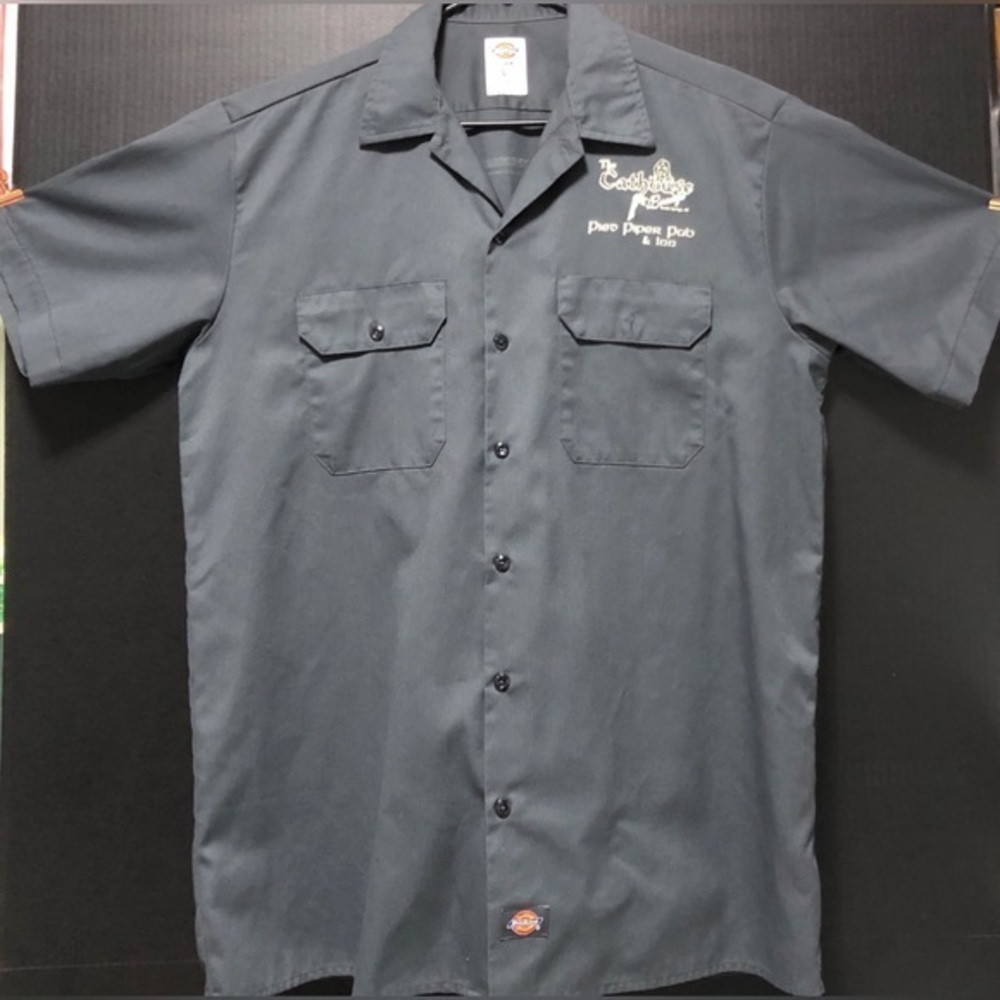 🪺Vintage Dickies Gray ‘Cathouse Lounge’ Work Button Down Shirt